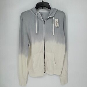 SO The Lounge Life Zip Hoodie Grey Dip Dye Women's Size Large Soft Cozy